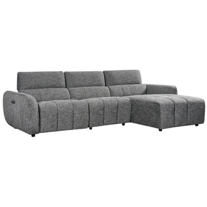 Turin Electric Recliner Charcoal Grey Fabric Right Hand L-Shape Corner Sofa