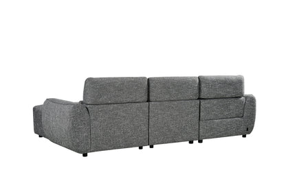 Turin Electric Recliner Charcoal Grey Fabric Right Hand L-Shape Corner Sofa