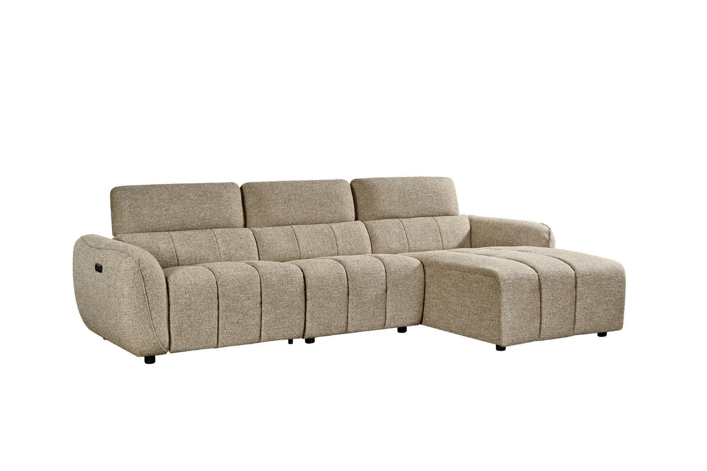 Turin Electric Recliner Mocha Brown Fabric Right Hand L-Shape Corner Sofa