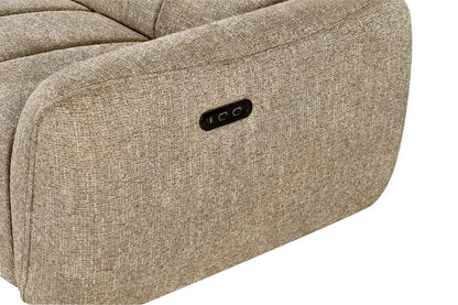 Turin Electric Recliner Mocha Brown Fabric Right Hand L-Shape Corner Sofa