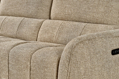 Turin Electric Recliner Mocha Brown Fabric Right Hand L-Shape Corner Sofa