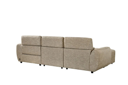 Turin Electric Recliner Mocha Brown Fabric Right Hand L-Shape Corner Sofa
