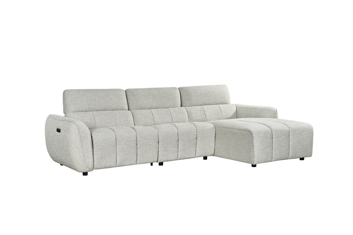 Turin Electric Recliner Silver Fabric Right Hand L-Shape Corner Sofa