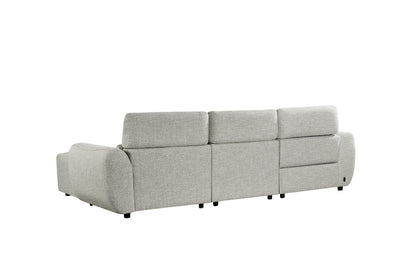 Turin Electric Recliner Silver Fabric Right Hand L-Shape Corner Sofa