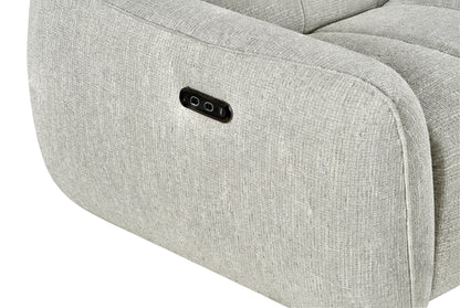 Turin Electric Recliner Silver Fabric Right Hand L-Shape Corner Sofa