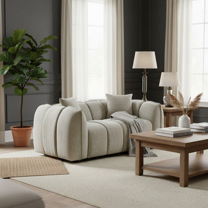 Venice Beige Cream Fabric 2 Seater Sofa