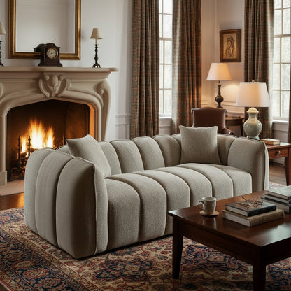 Venice Beige Cream Fabric 3 Seater Sofa