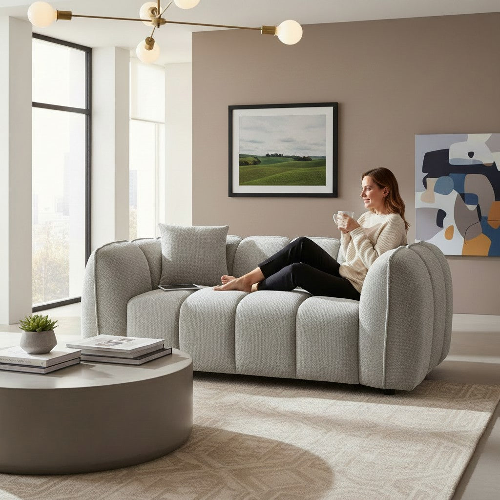 Venice Grey Fabric 2 Seater Sofa