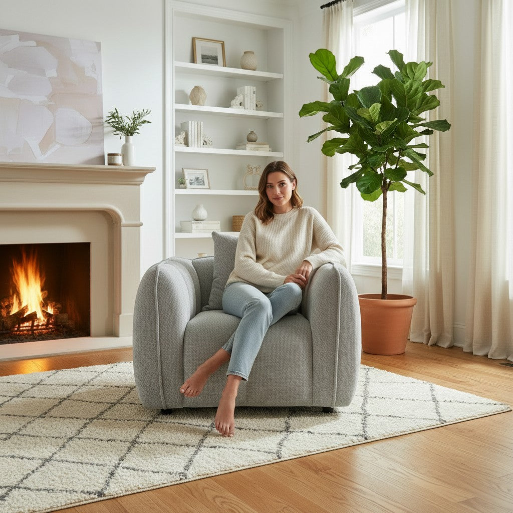 Venice Grey Fabric Armchair