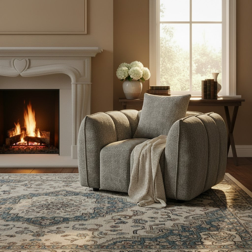 Venice Mocha Brown Fabric Armchair
