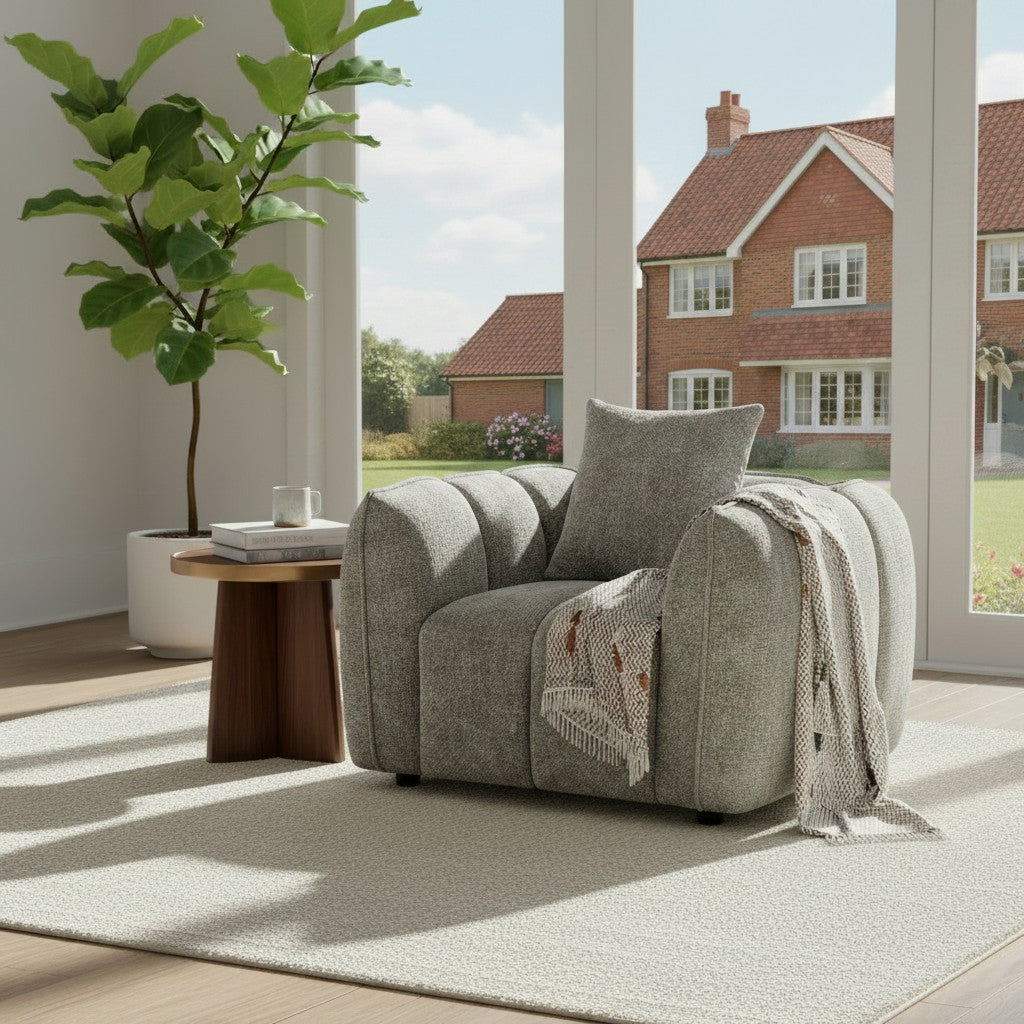 Venice Mocha Brown Fabric Armchair