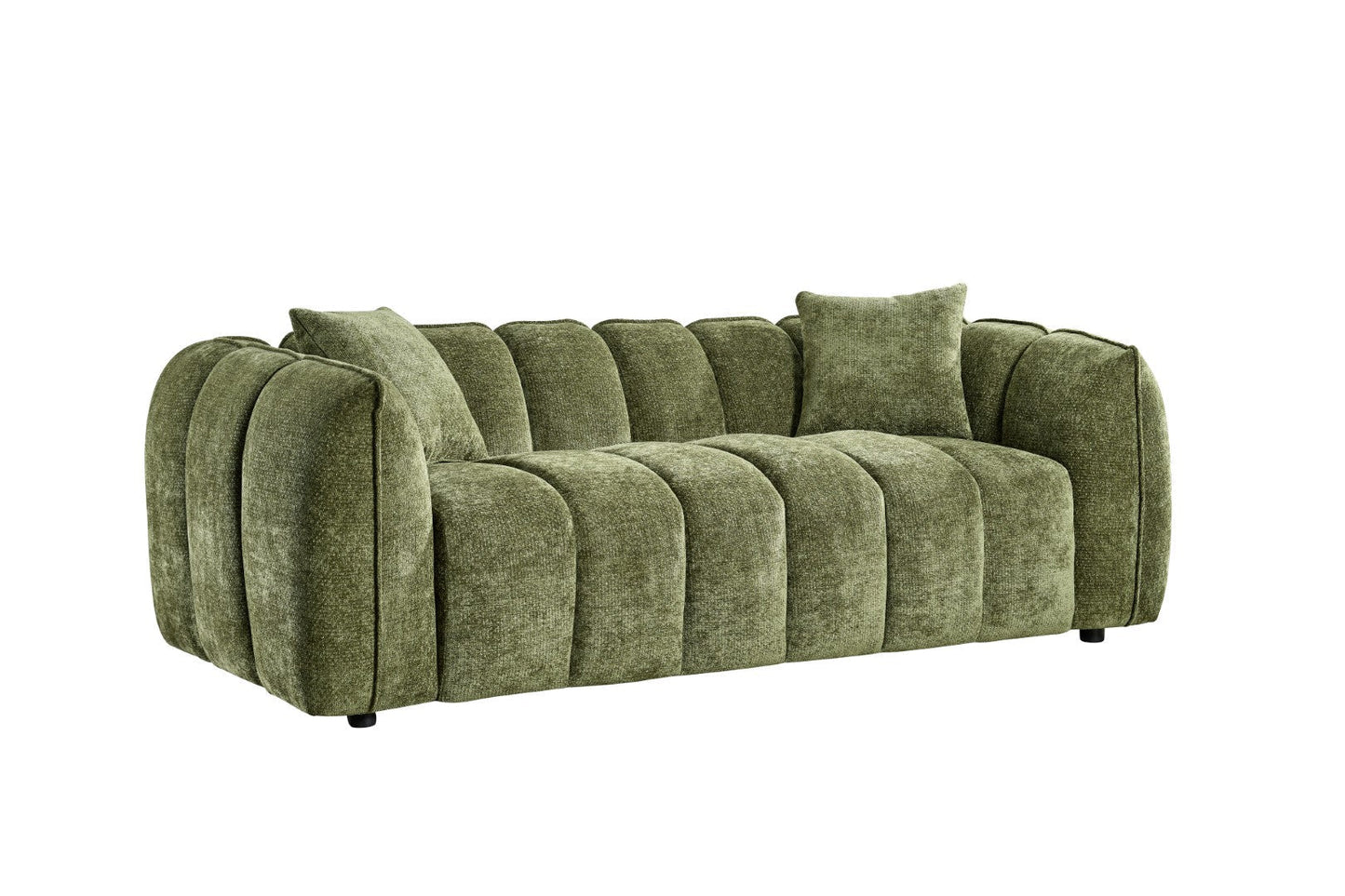 Venice Olive Green Fabric 3 Seater Sofa