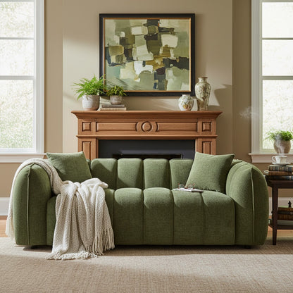 Venice Olive Green Fabric 3 Seater Sofa