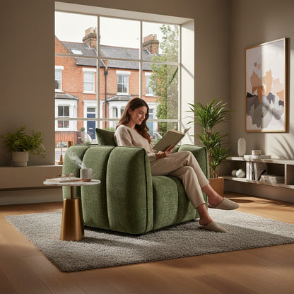 Venice Olive Green Fabric Armchair
