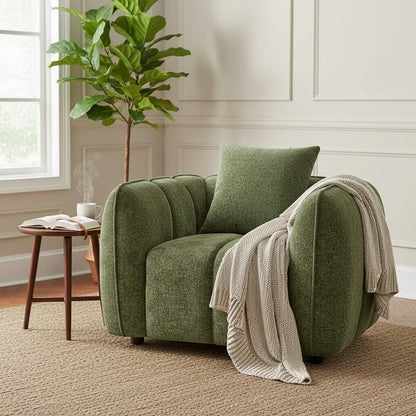 Venice Olive Green Fabric Armchair