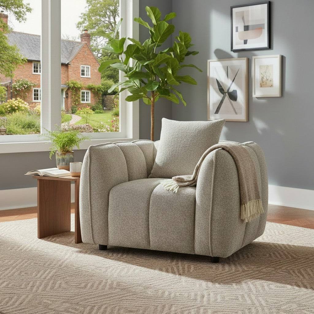 Venice Beige Fabric Armchair