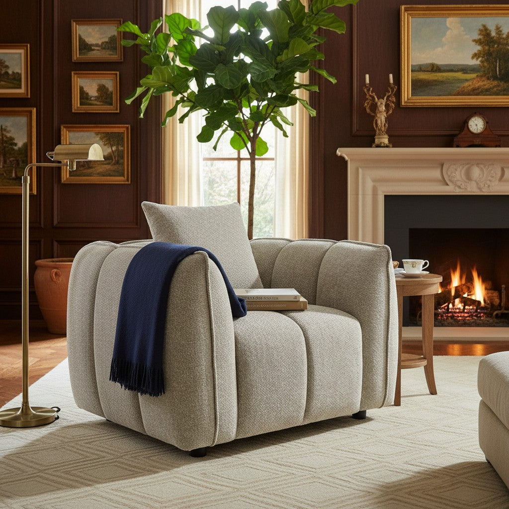Venice Beige Fabric Armchair