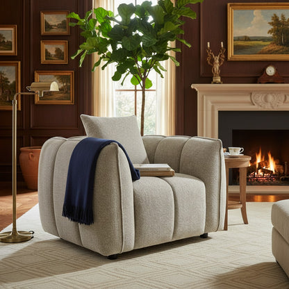 Venice Beige Fabric Armchair