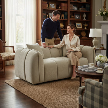 Venice Beige Cream Fabric 2 Seater Sofa