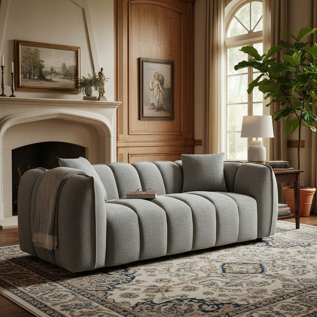 Venice Grey Fabric 3 Seater Sofa