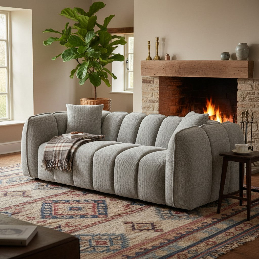 Venice Grey Fabric 3 Seater Sofa