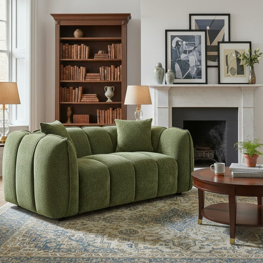 Venice Olive Green Fabric 2 Seater Sofa