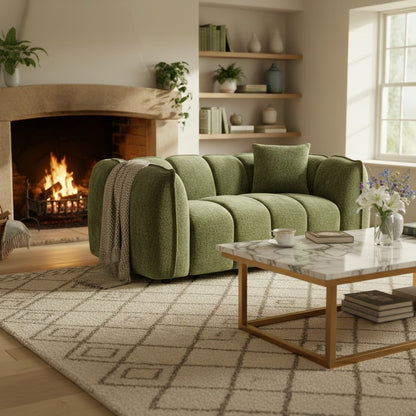 Venice Olive Green Fabric 2 Seater Sofa