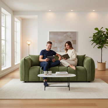 Venice Olive Green Fabric 2 Seater Sofa