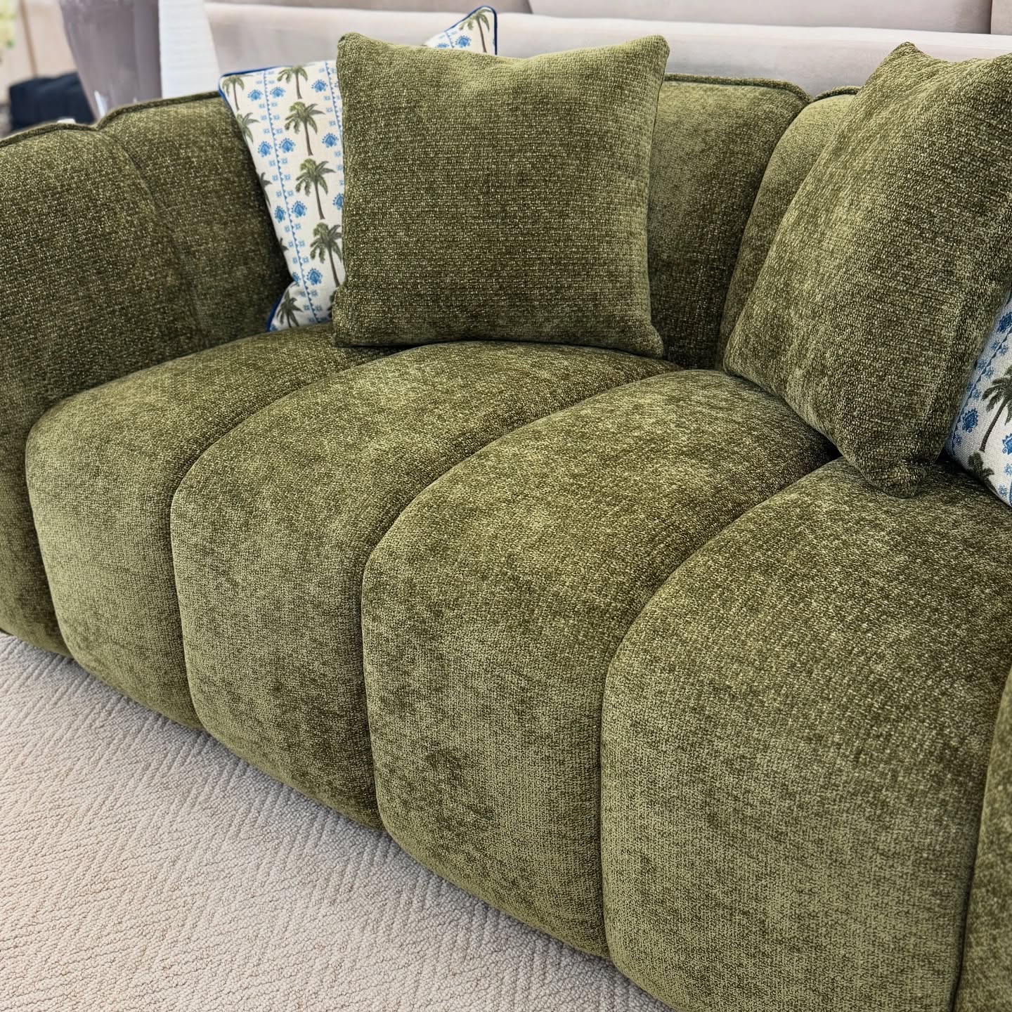 Venice Olive Green Fabric 2 Seater Sofa