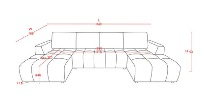 Shanghai Luxury Sofabed Green Fabric U Shape Corner Sofa