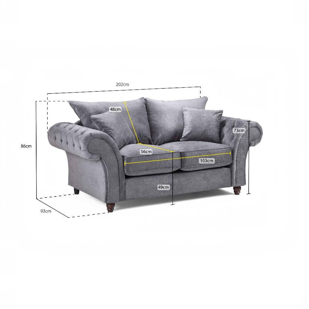 Windsor Fullback Grey Fabric 2 Seater Sofa