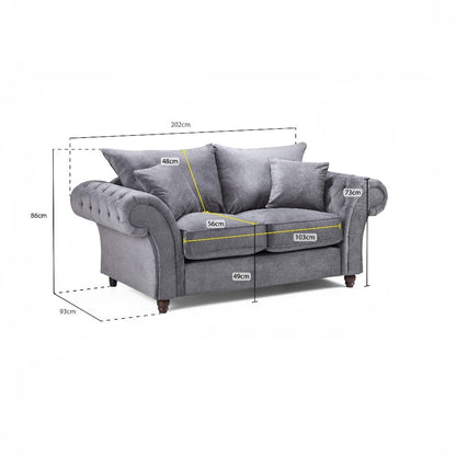 Windsor Fullback Grey Fabric 2 Seater Sofa