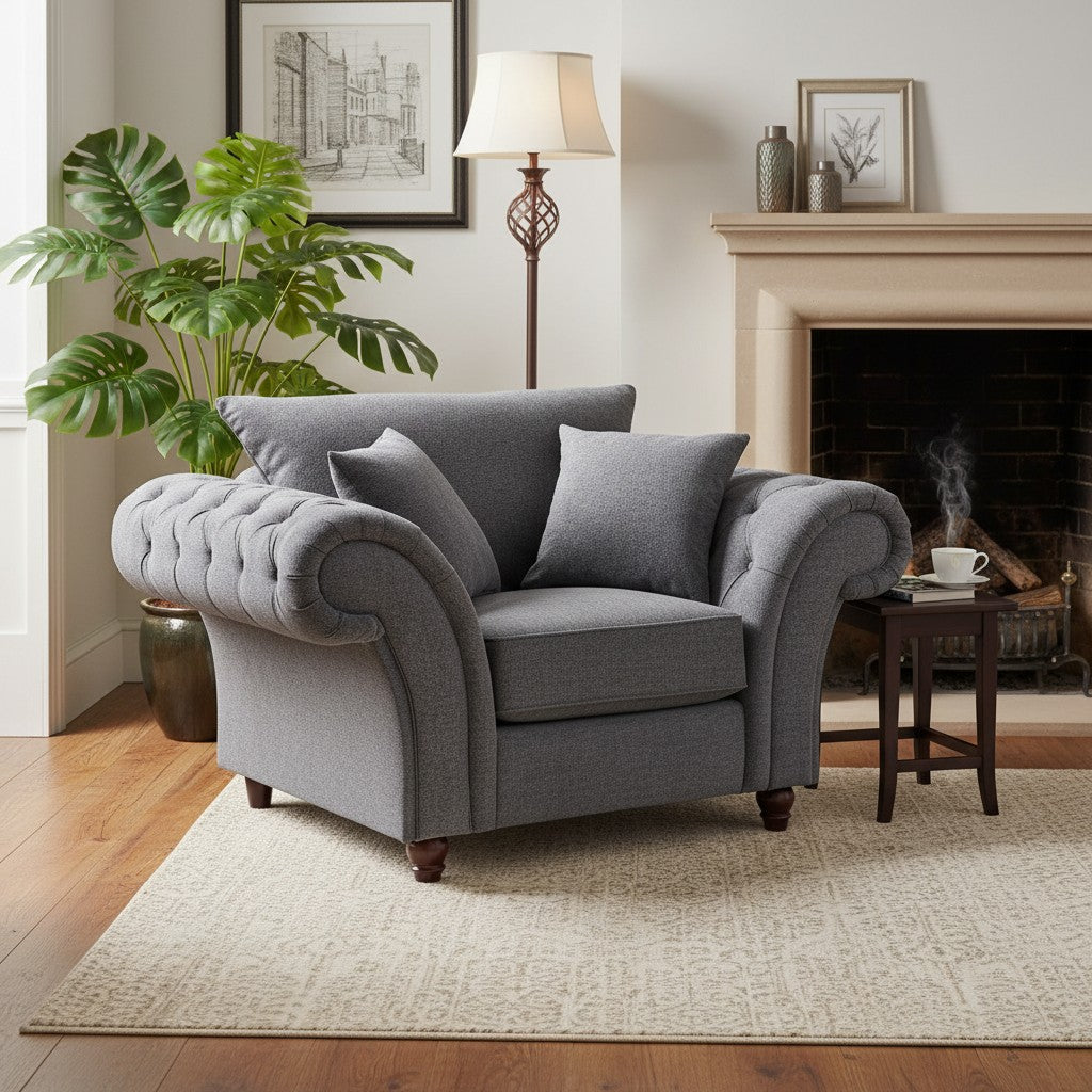 Windsor Fullback Grey Fabric Armchair