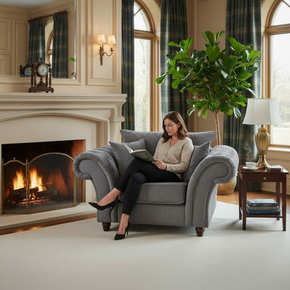 Windsor Fullback Grey Fabric Armchair