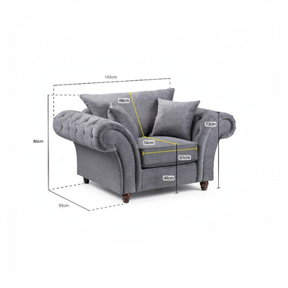 Windsor Fullback Grey Fabric Armchair