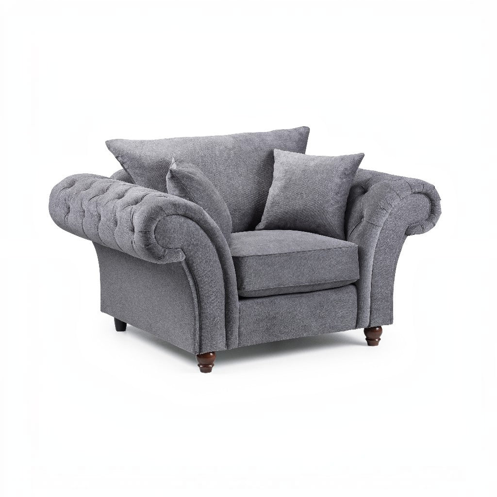 Windsor Fullback Grey Fabric Armchair