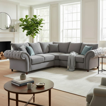 Windsor Fullback Grey Fabric Right Hand L-Shape Corner Sofa