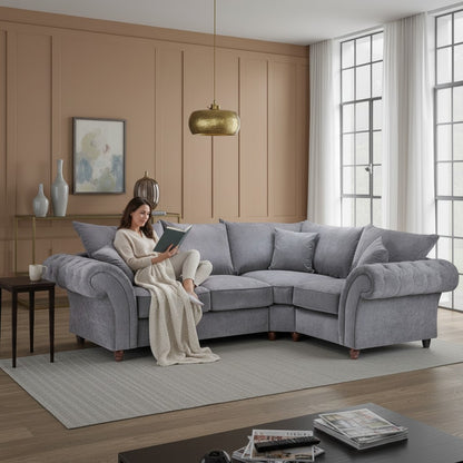 Windsor Fullback Grey Fabric Right Hand L-Shape Corner Sofa