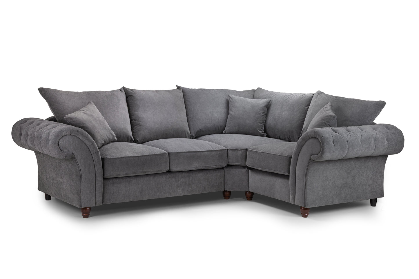 Windsor Fullback Grey Fabric Right Hand L-Shape Corner Sofa