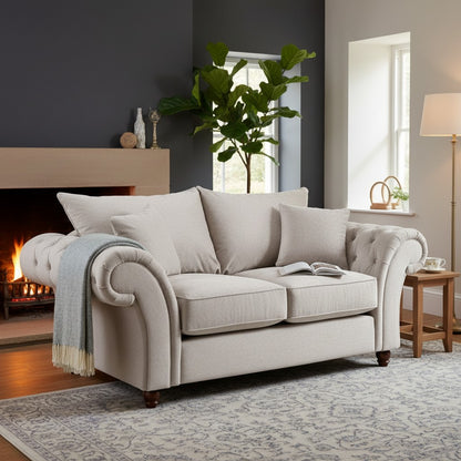 Windsor Fullback Stone Beige Fabric 2 Seater Sofa