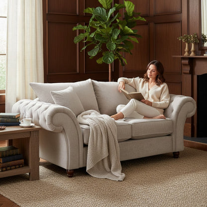 Windsor Fullback Stone Beige Fabric 2 Seater Sofa