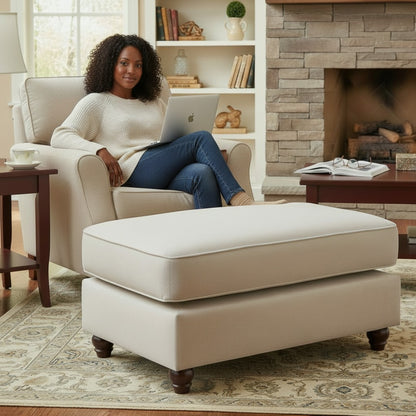 Windsor Fullback Stone Beige Fabric Footstool