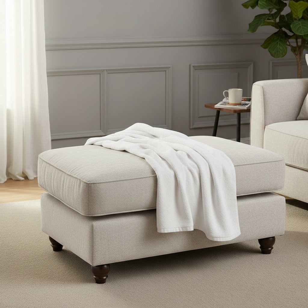 Windsor Fullback Stone Beige Fabric Footstool