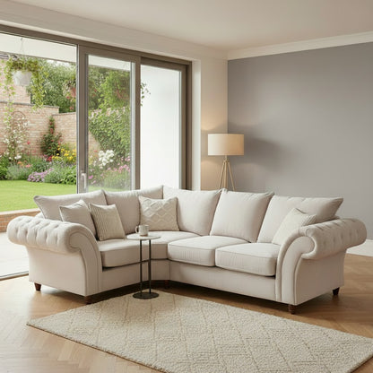 Windsor Fullback Stone Beige Fabric Left Hand L-Shape Corner Sofa