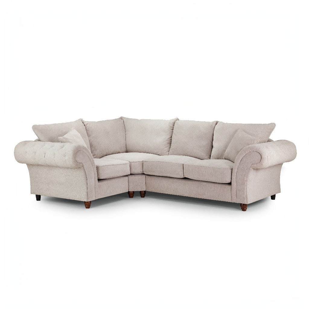 Windsor Fullback Stone Beige Fabric Left Hand L-Shape Corner Sofa