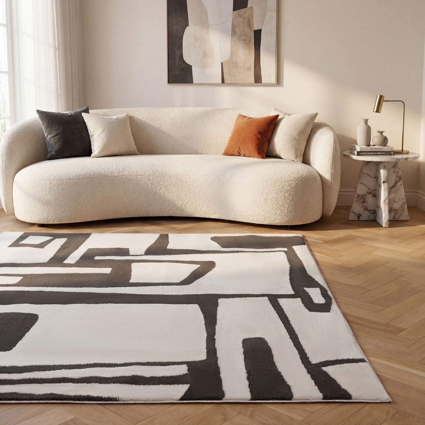 Loft Abstract Dark Grey Rug