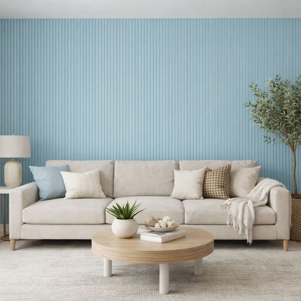 Acoustic Wall Panels In Baby Blue With White Backing