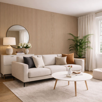 Acoustic Wall Panels In Biscuit With White Backing