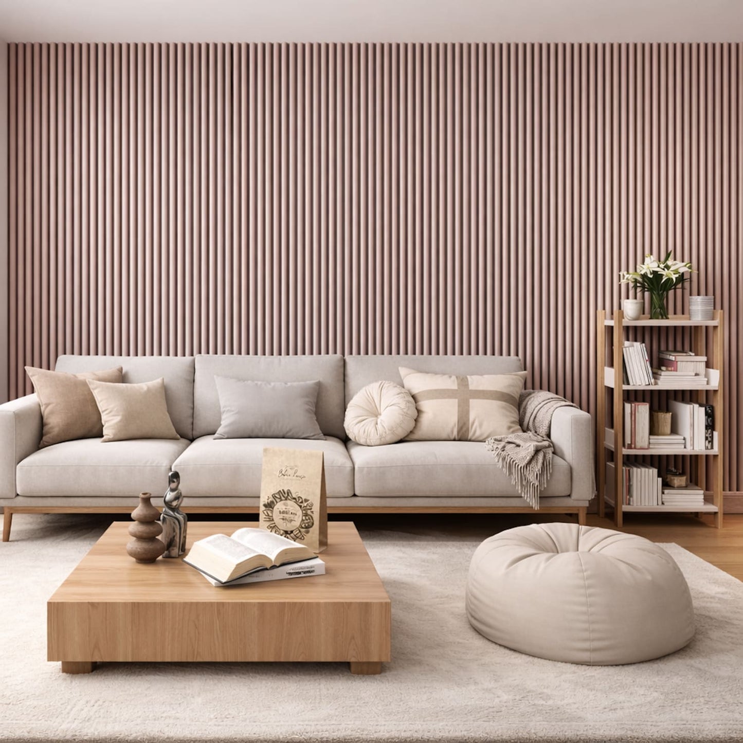 Acoustic Wall Panels In Dusky Pink With Black Backing