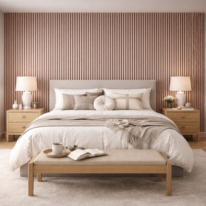Acoustic Wall Panels In Dusky Pink With Black Backing